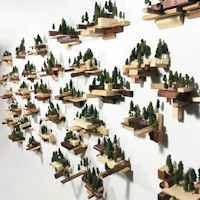 Nature sculpture by Ryan Weiss of Loamworks | Floating Landscapes made of found wood, twigs, fiber