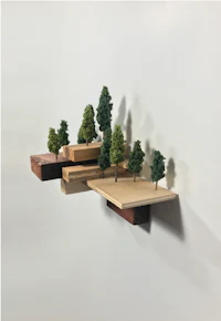 Nature sculpture by Ryan Weiss of Loamworks | Floating Landscapes made of found wood, twigs, fiber